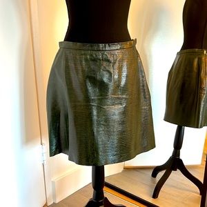 Green Vinyl faux snakeskin A-line mini skirt, & Other Stories, US10